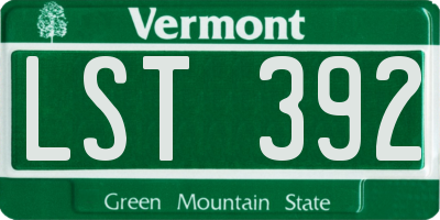 VT license plate LST392
