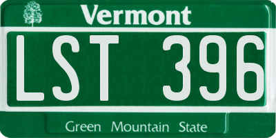 VT license plate LST396