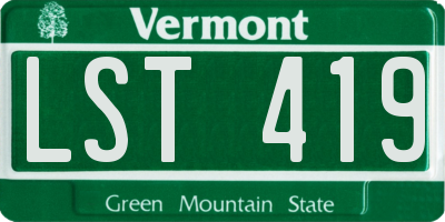 VT license plate LST419