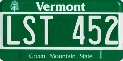 VT license plate LST452