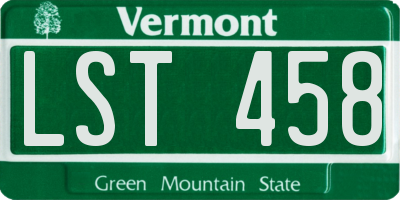 VT license plate LST458