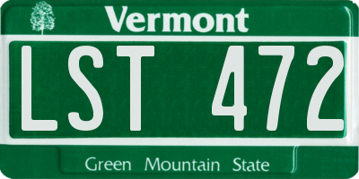VT license plate LST472