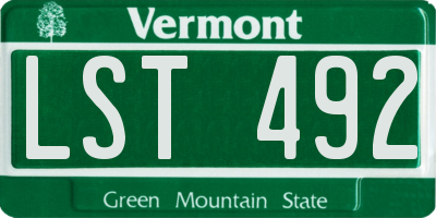 VT license plate LST492