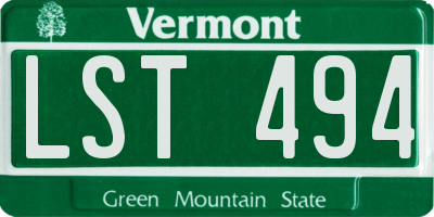 VT license plate LST494