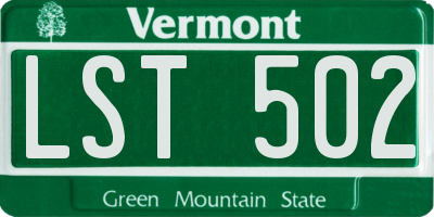 VT license plate LST502