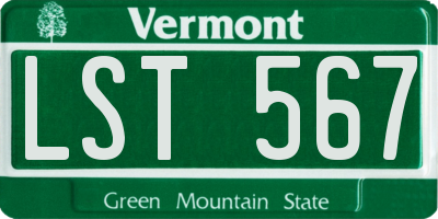 VT license plate LST567