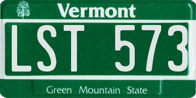VT license plate LST573