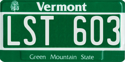 VT license plate LST603