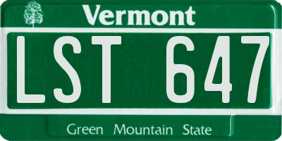 VT license plate LST647