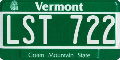 VT license plate LST722