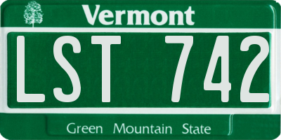 VT license plate LST742