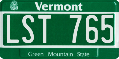 VT license plate LST765