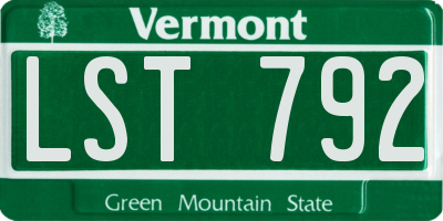 VT license plate LST792