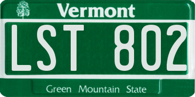 VT license plate LST802