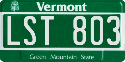 VT license plate LST803