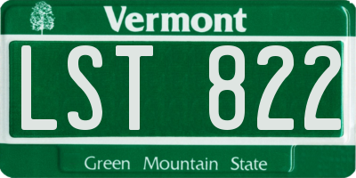VT license plate LST822
