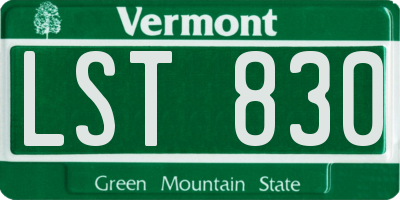 VT license plate LST830