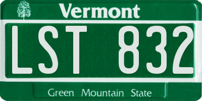 VT license plate LST832