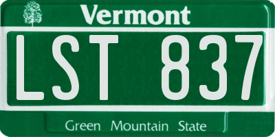 VT license plate LST837