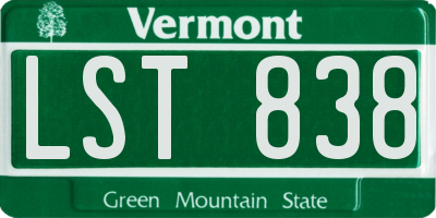 VT license plate LST838