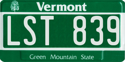 VT license plate LST839