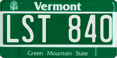VT license plate LST840