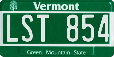 VT license plate LST854