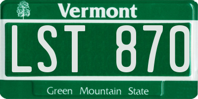 VT license plate LST870