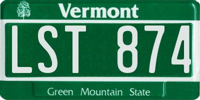 VT license plate LST874