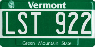 VT license plate LST922