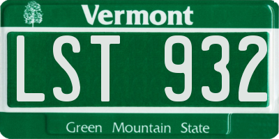 VT license plate LST932