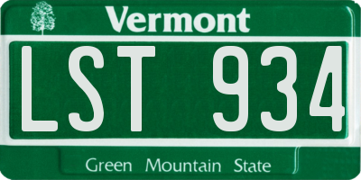VT license plate LST934