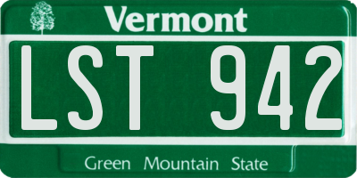 VT license plate LST942