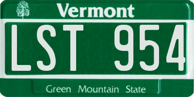 VT license plate LST954
