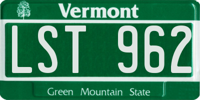 VT license plate LST962