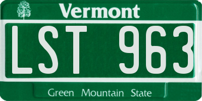 VT license plate LST963