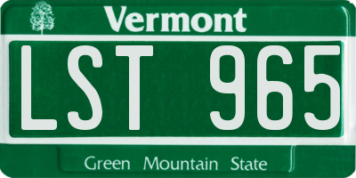 VT license plate LST965