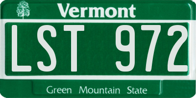 VT license plate LST972