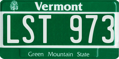 VT license plate LST973