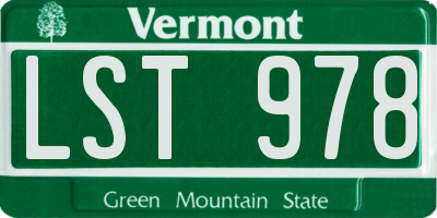 VT license plate LST978