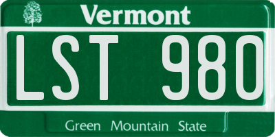 VT license plate LST980