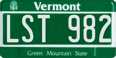 VT license plate LST982