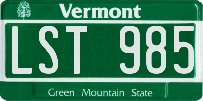 VT license plate LST985