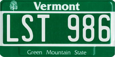 VT license plate LST986