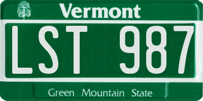 VT license plate LST987