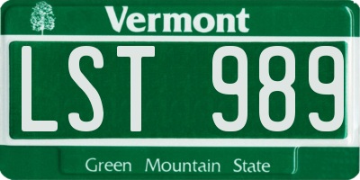 VT license plate LST989