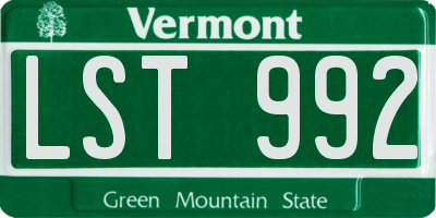 VT license plate LST992