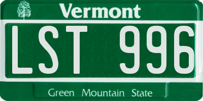 VT license plate LST996