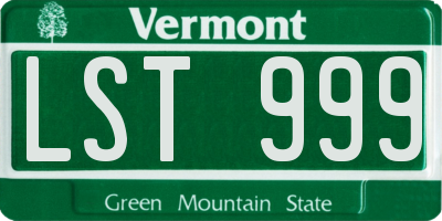 VT license plate LST999