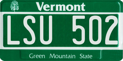 VT license plate LSU502